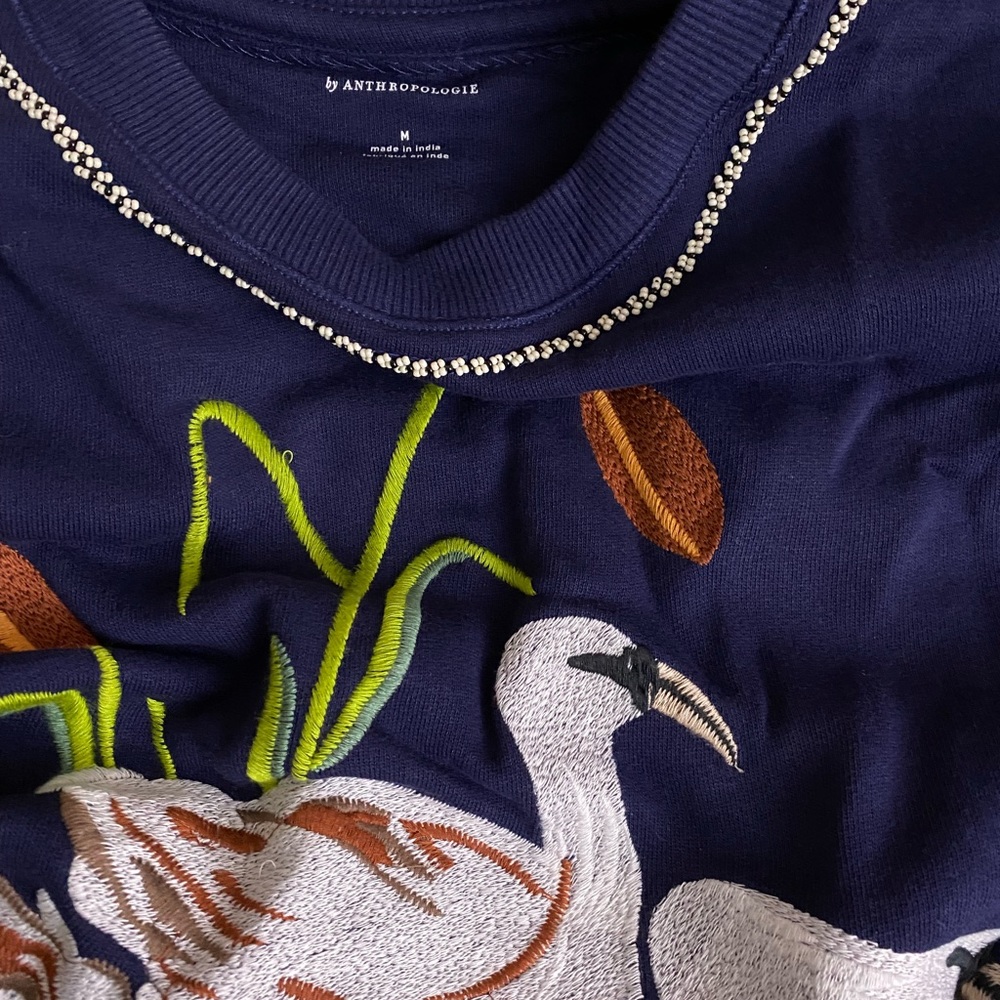 Anthropologie Swan Lake Embroidered SweatshiRT - Picture 8 of 9